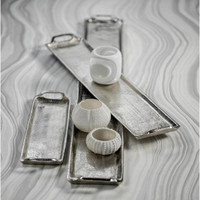 Kona Silver 26" Aluminum Decorative Tray - Tray Detail | Bone & Brass