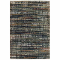 Bowen Black Multi-Colored Abstract Rug with high/low textured design, polypropylene and polyester blend.