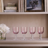 Glass French Pink Swirl Wine Glasses Set of 4 - Glass Detail | Bone & Brass