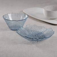 Icy Sapphire Blue Glass Bowls, Set 6 - Bowl Top View | Bone & Brass