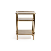 Aman Vintage Brass Bar Cart - Bar Cart Side View | Bone & Brass