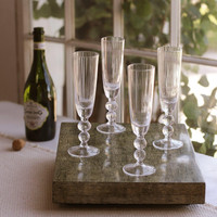 Clear Glass Venice Champagne Flute Set of 4 - Glass Detail | Bone & Brass
