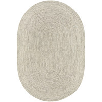 Oval Chesapeake Bay Cream outdoor rug with braided polypropylene texture.
