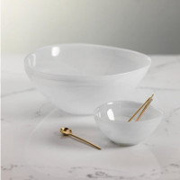 Monte Carlo Small White Alabaster Glass Bowls, Set of 6 - Bowl Detail | Bone & Brass