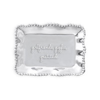 Giftables Organic Pearl Rectangular Engraved Tray - girlfriends, | Bone & Brass