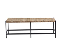 Omari Suede Light Tan Leather Bench