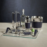 Laguna Nickel & Leather Cocktail Shaker - Shaker Detail | Bone & Brass