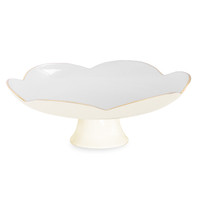 Encanto Amelia Pedestal Cake Plate Cream & White | Bone & Brass