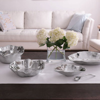 Silver Claire Medium Bowl w/ Spoon - Bowl Top View | Bone & Brass