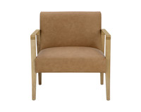 Earl Rustic Oak - Ludlow Sesame Leather Lounge Chair