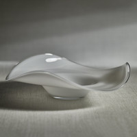Lagoon White Opal Glass Decorative Bowl - Bowl Top View | Bone & Brass