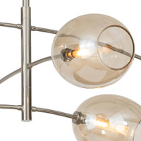 Artemis polished nickel chandelier with open-ended Champagne glass globes and exposed bulbs.