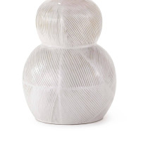 Hugo ceramic table lamp base with a textured, off-white earthenware finish and subtle vertical grooves.