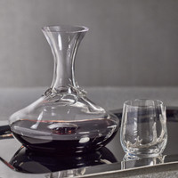 Davos Glass Wine Decanter Pewter Antler - Decanter Side View | Bone & Brass