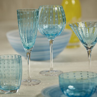 Preston Aqua Glass Champagne Flutes, Set 4 - Glass Bowl Detail | Bone & Brass