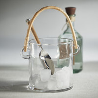 Boros Rattan Handle Glass Ice Bucket - Ice Bucket Detail | Bone & Brass