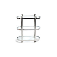 Three-Tier Nickel Oval Bar Cart - Bar Cart Side View | Bone & Brass