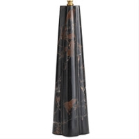 Roman Marble Table Lamp base, crafted from Portoro Black & Gold marble, with a natural brass finial.