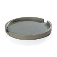 Ruvo Sage Leather Serving Tray with Glass Insert - Tray Top View | Bone & Brass