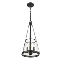 Matte Black Clear Glass Lantern Pendant, view 3