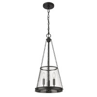 Matte Black Clear Glass Lantern Pendant, view 5