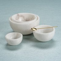 Baltic Medium White Alabaster Bowls, Set 2 - Bowl Side View | Bone & Brass