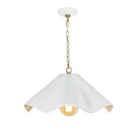 Marisol White Fluted Pendant Small | Bone & Brass
