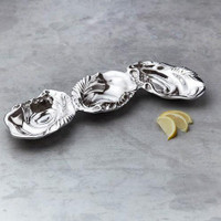 Silver Oyster Triple Dip Serving Bowl - Bowl Top View | Bone & Brass
