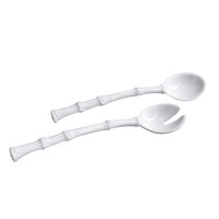 Vida White Bamboo Large Salad Servers | Bone & Brass