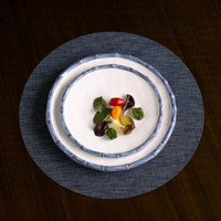 Vida Blue Bamboo & White Salad Plate Set of 4 - Plate Top View | Bone & Brass