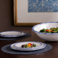 Vida Blue Bamboo & White Salad Plate Set of 4, view 6
