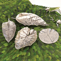 Orion Orange Leaf Antique Pewter Trays, Set 6 - Tray Detail | Bone & Brass