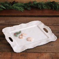 Vida Alegria Rectangular Tray Handles White, view 6