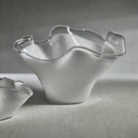 Royal White Tall Wave Glass Decorative Bowl - Bowl Detail | Bone & Brass