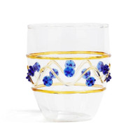 Festa Glass Tumblers, Set of 6, Blue, Amber & Gold Assorted Colors - Tumbler Side View | Bone & Brass