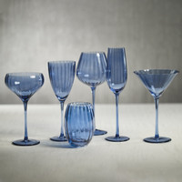 Madden Blue Champagne Flutes, Set 4 - Glass Bowl Detail | Bone & Brass