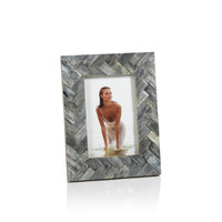 Mayfair Grey Bone Braided Photo Frame 4x6 | Bone & Brass