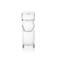 Renoir 11-Inch Tall Clear Crystal Pillar Candle Holder | Bone & Brass