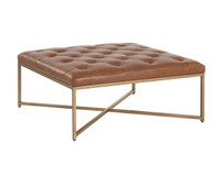 Endall Antique Brass - Vintage Camel Leather Ottoman