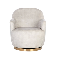 Casey Cream & Gold Swivel Lounge Chair, view 3