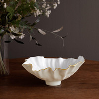Encanto Bloom Medium Bowl (Cream White) - Bowl Side View | Bone & Brass