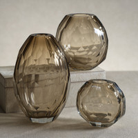 Nixon Taupe Hand Cut Glass Vase, Medium - Vase Detail | Bone & Brass