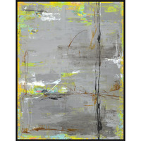 Bella Lane "Feel Thunder" abstract giclee painting with gray, yellow, white, and black brushstrokes.