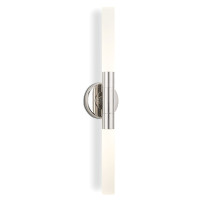Wick Polished Nickel Hilo Sconce: Modern double-ended fixture with frosted acrylic bulb covers.