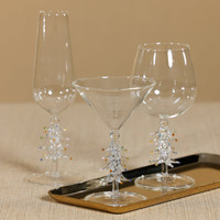 Treetop Cheers Wine Glasses - Holiday Stemware, Set of 4 - Glass Bowl Detail | Bone & Brass