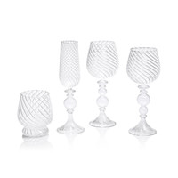 Rialto Twisted Optic Champagne Glasses, Set 4 - Glass Stem Detail | Bone & Brass
