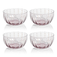 Preston Lavender & White Dot Glass Bowls, Set of 4 - Bowl Top View | Bone & Brass