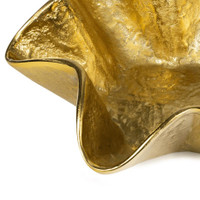 Small gold metallic Pedicoat bowl with ruffled edges and textured finish.