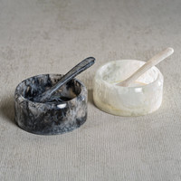 Korin Black & White Resin Condiment Bowl - Bowl Side View | Bone & Brass