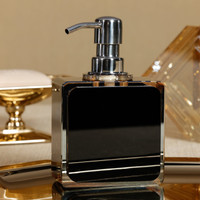Crystal Tonal Black & Amber Glass Soap Dispenser - Dispenser Detail | Bone & Brass